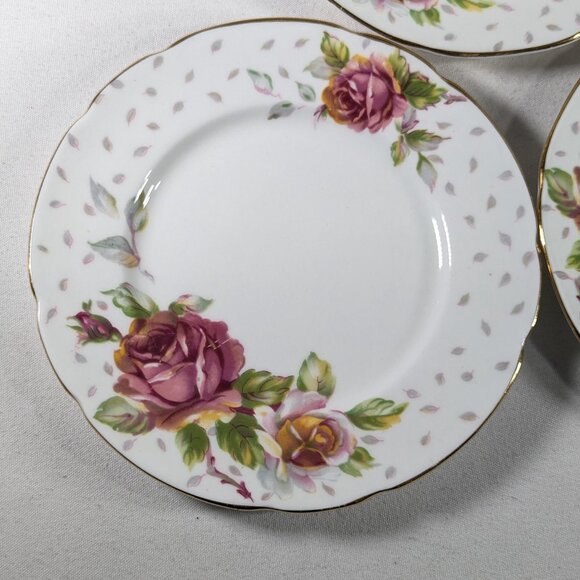 Vintage Paragon Golden Emblem set of 6 cake plates, large pink cabbage Rose - Picture 2 of 7